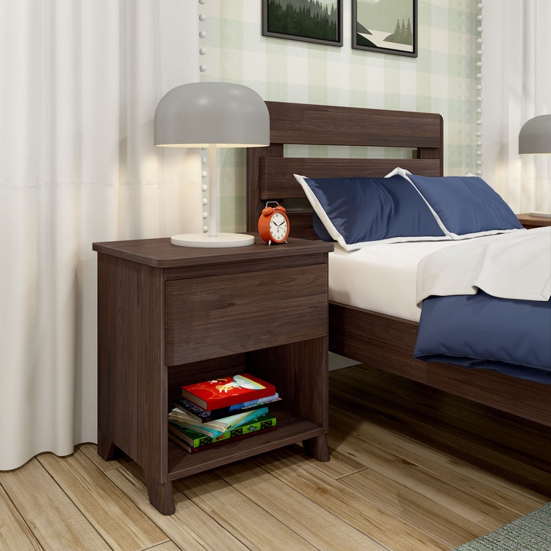 Nightstand X Brace Sides Medium Brown Wood One Drawer Rustic Bedside