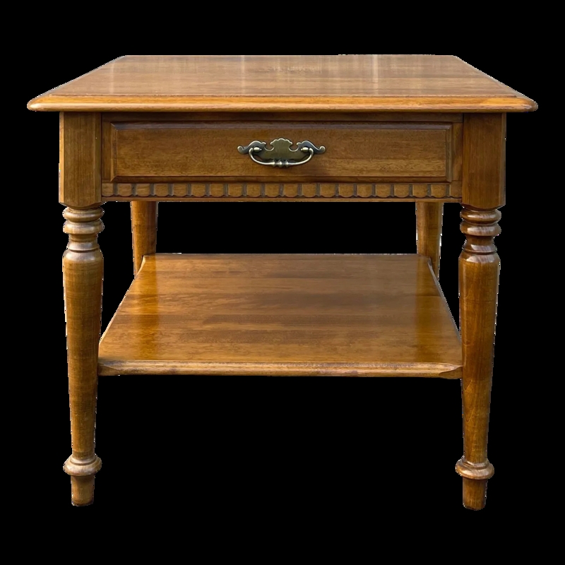Nutmeg Finish Square End Table with Fluted Tapered Legs
