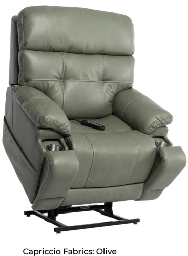 Olive Green Leather Like Power Recliner Chair Matte Finish Split Back