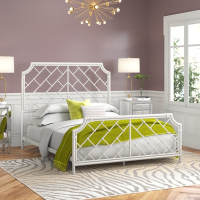 Open Frame Bed with Arched Spindle Design, Matte Black Metal Finish