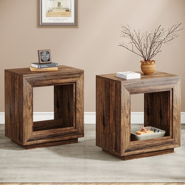 Open Storage Nightstand with Double Cubbies and Tapered Legs