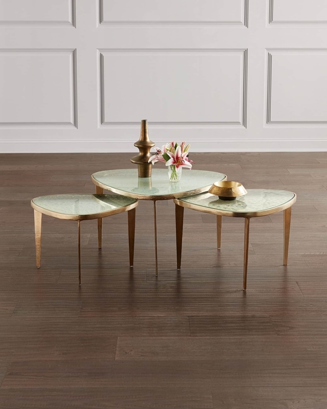 Organic Bunching Coffee Table Set Stippled Stone Texture
