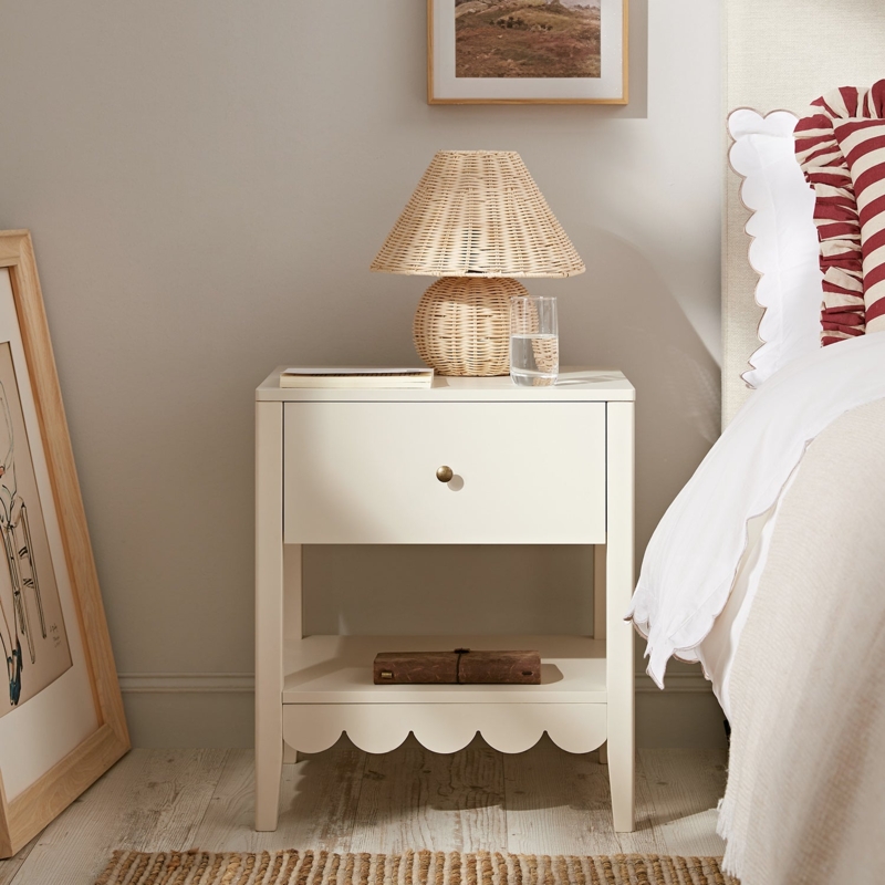 Organic Modern Light Sand Nightstand with Scalloped Edge