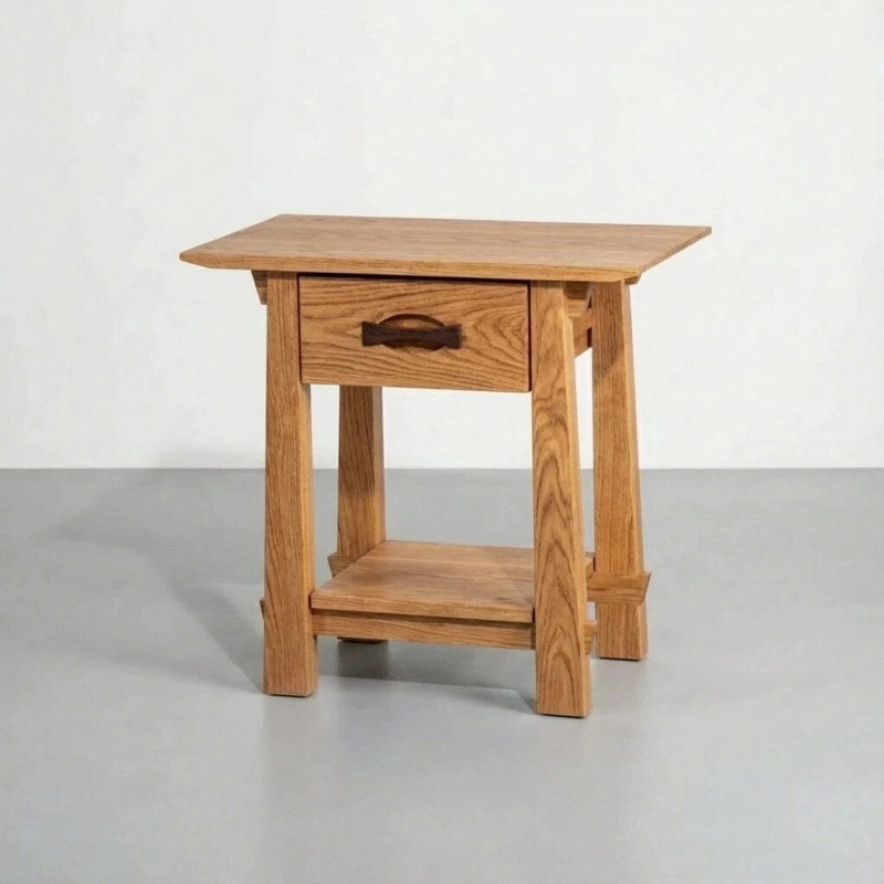 Organic Modern Wood Side Table with Rounded Corners