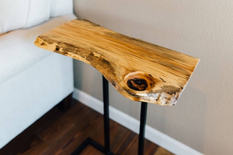 Organic Shape Side Table featuring Live Edge Slab