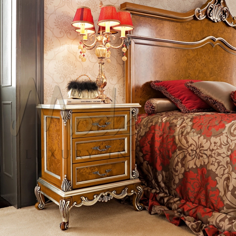 Ornate Baroque Nightstand featuring Gilded Accents and Cabriole Legs