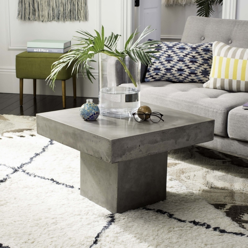 Outdoor Concrete Coffee Table Conical Silhouette Dark Grey