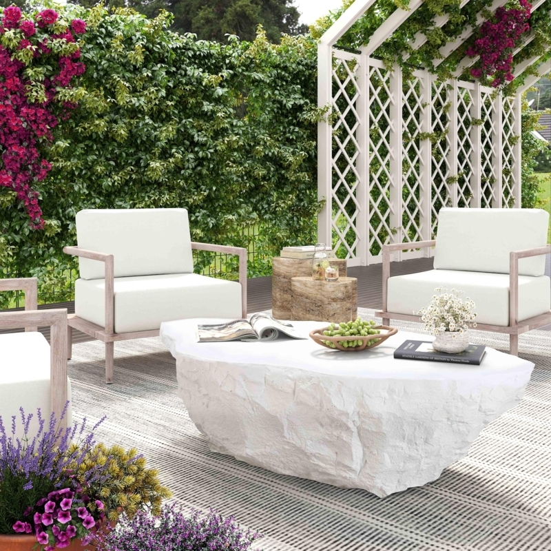 Outdoor Concrete Coffee Table Faceted Design Sculptural