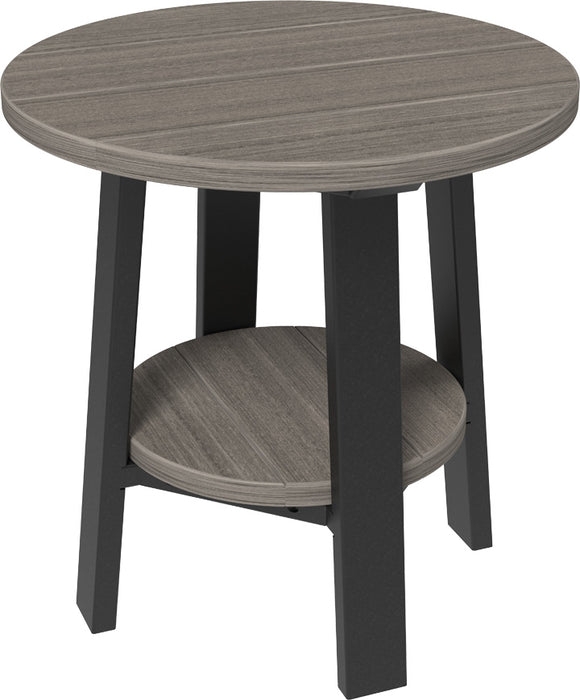 Outdoor End Table Two Tone Poly Lumber Coastal Gray Slatted