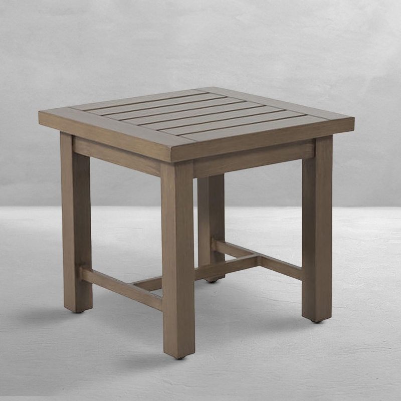 Outdoor Side Table Dark Bronze Slatted Top Pedestal Base