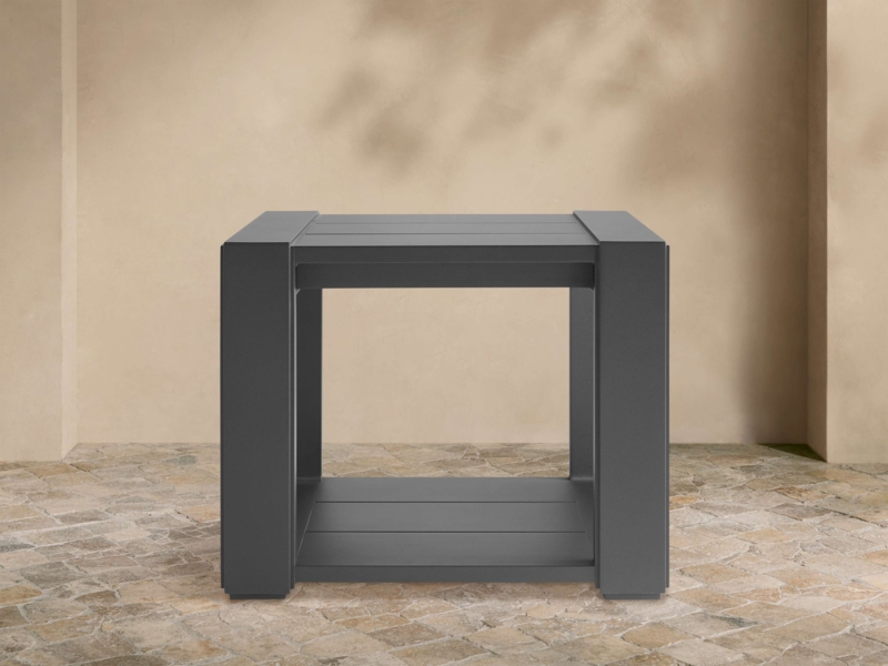Outdoor Side Table Lava Grey Textured Pedestal Base Sculptural