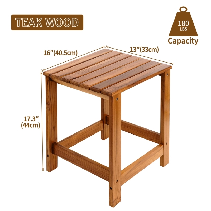 Outdoor Side Table Round Slatted Teak Tripod Legs