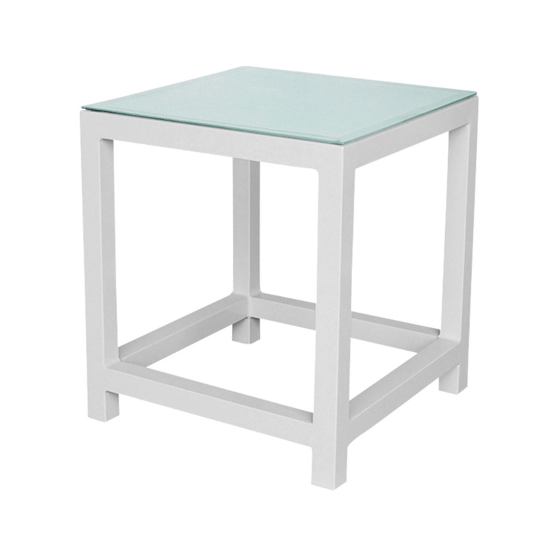 Outdoor Side Table Square with Slatted Wood Toned Top