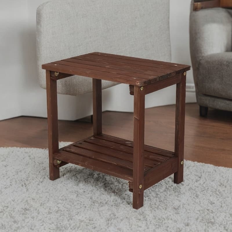 Outdoor Side Table with Slatted Top and X-Frame Legs