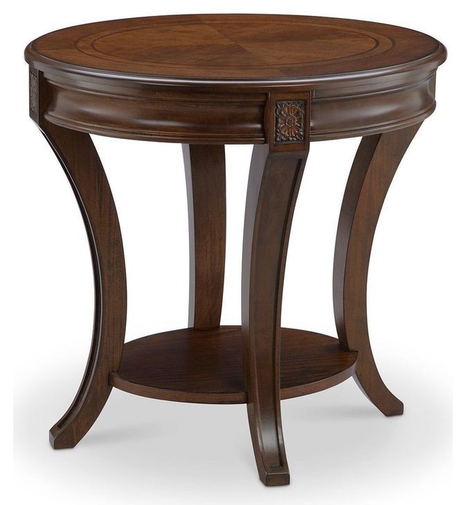 Oval Cherry End Table with Drawer and Lower Shelf Polished