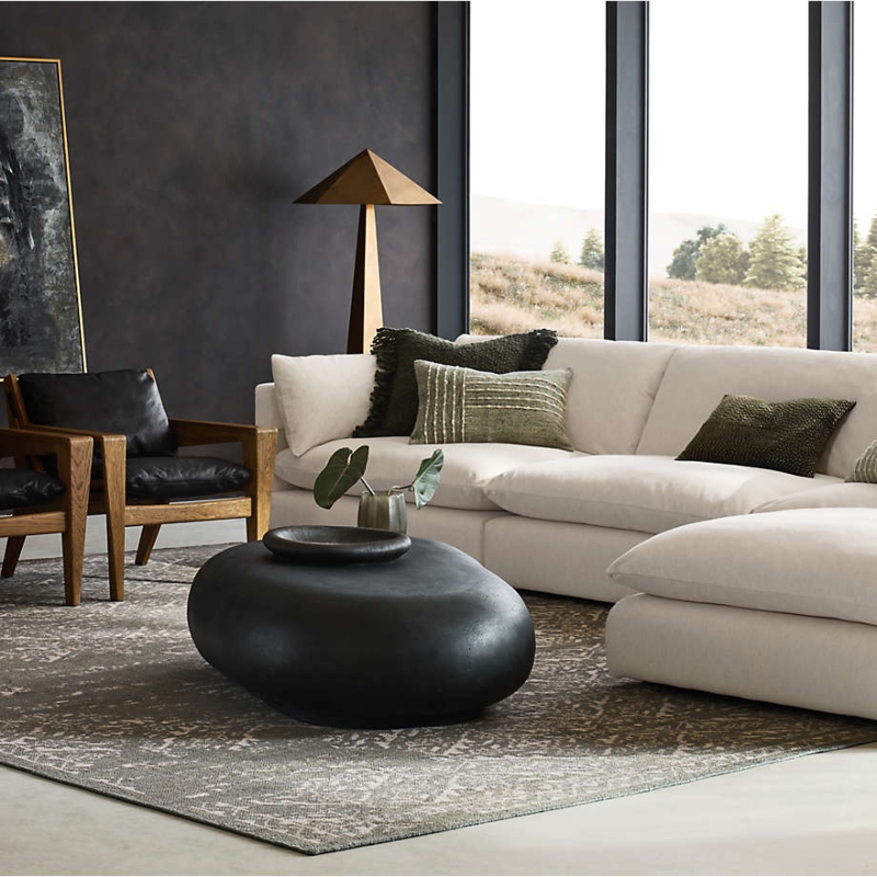 Oval Concrete Coffee Table Matte Finish Sculptural Base