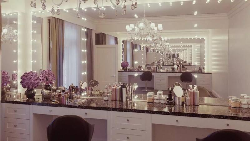 Oversized Vanity Mirror Wall Mounted White Hollywood Lights