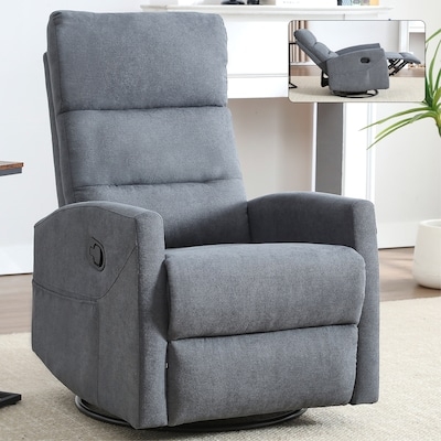 Overstuffed Recliner Chair in Charcoal Grey Woven Fabric for Cozy Nook