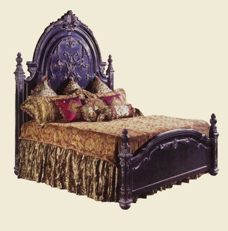 Panel Bed Black Ornate Egyptian Revival Bed Grand Statement Piece