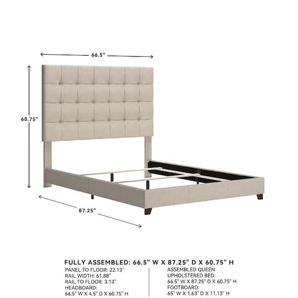 Panel Bed Button Tufted, Low Profile Tufted Footboard Design