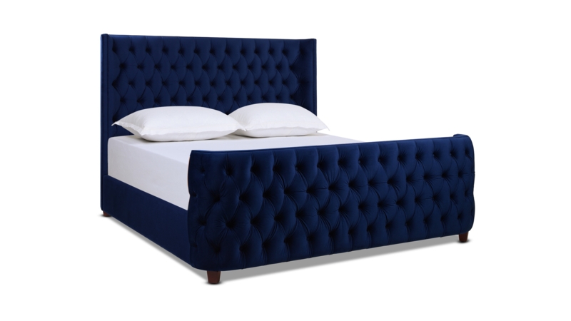 Panel Bed Diamond Button Tufting Wingback Headboard With Footboard