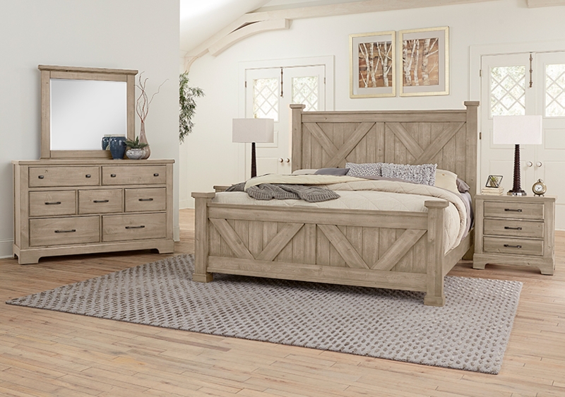 Panel Bed Heavy Chunky Silhouette Weathered Finish Rustic Bedroom Set