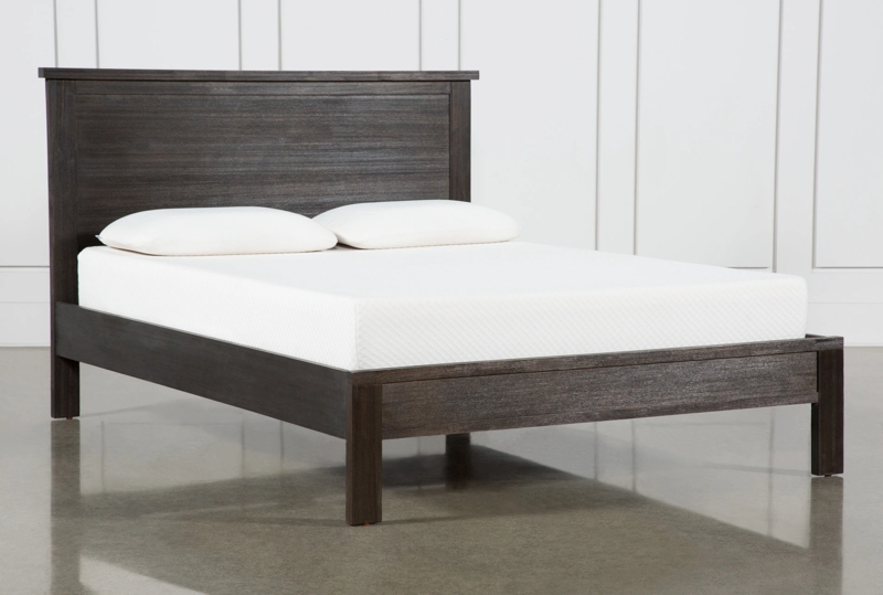 Panel Bed High Headboard Vertical Slats Transitional Farmhouse Dark Brown