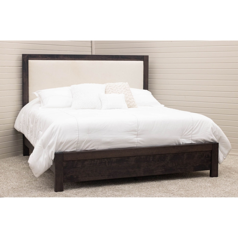 Panel Bed Mixed Media Headboard Gunsmoke Finish Craftsman Style