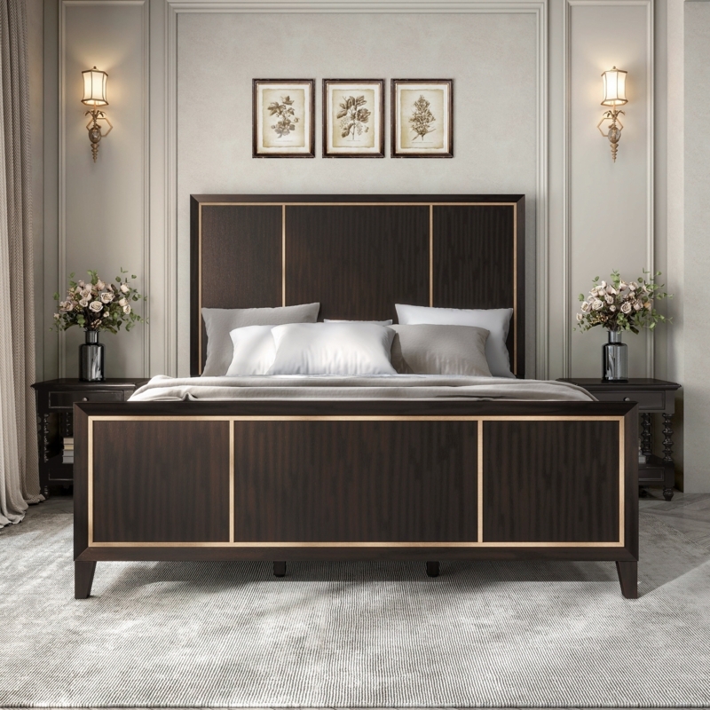 Panel Bed Solid Panel Headboard Rectangular Silhouette Matte Finish Sturdy