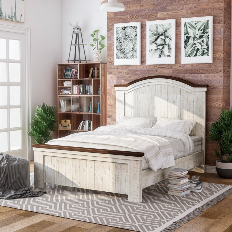 Panel Bed White Arched Silhouette Vertical Planking Farmhouse