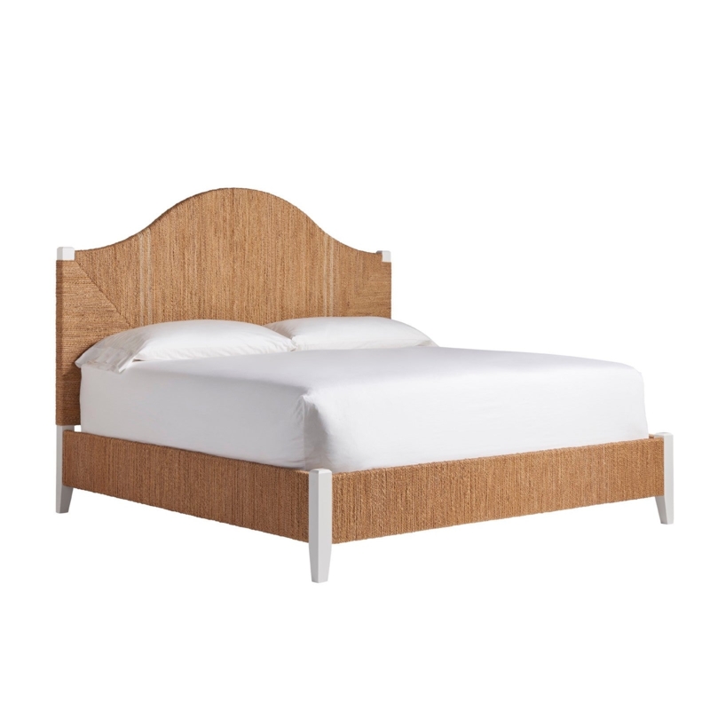Panel Bed Whitewashed Finish Shutter Headboard Low Profile Transitional