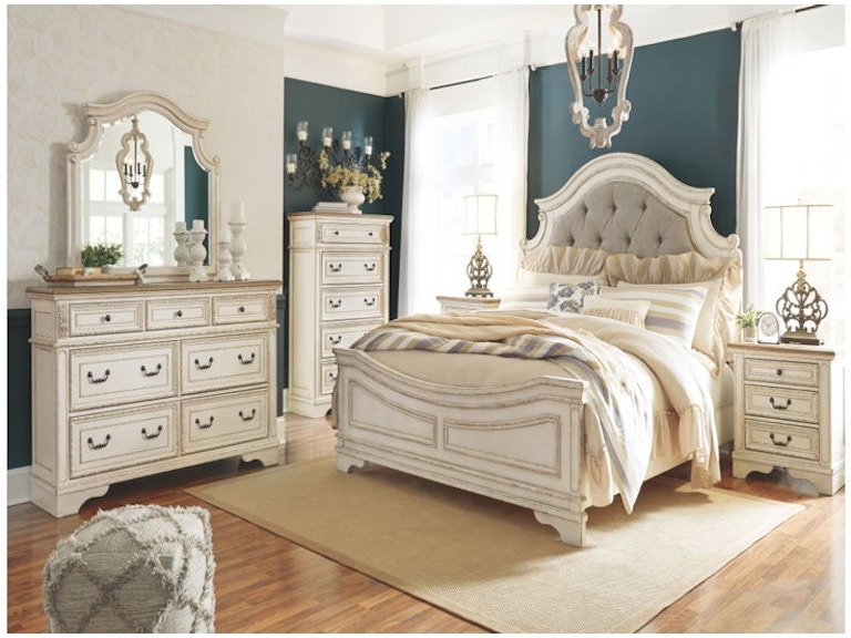 Panel Bed with Arched Tufted Headboard French Provincial Style