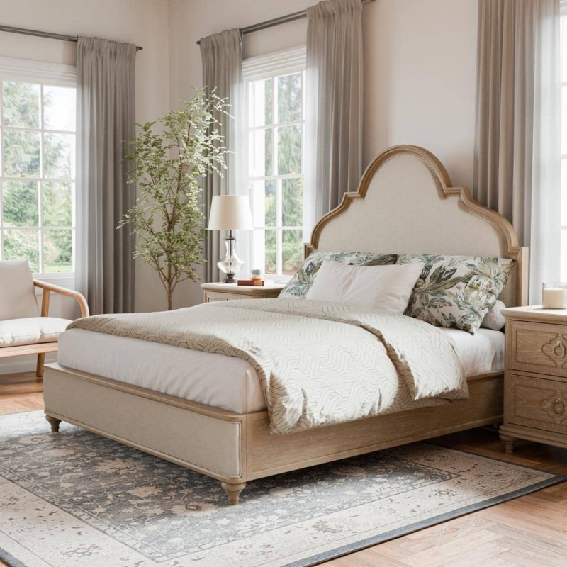 Panel Bed with Exposed Bolts Rustic Industrial Master Bedroom Suite