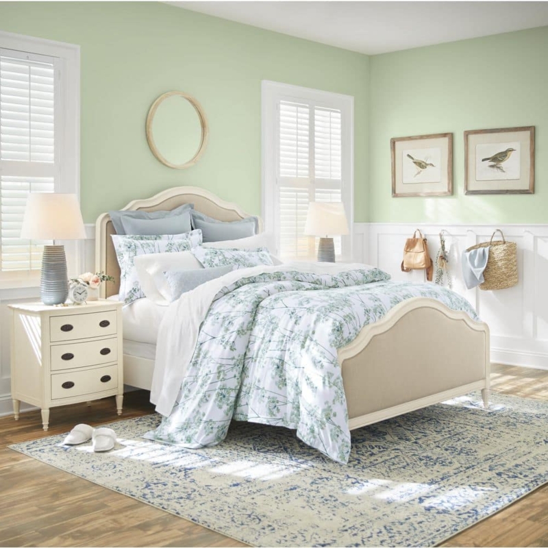Panel Bed with Wingback Headboard, Diamond Tufting & Nailhead Trim