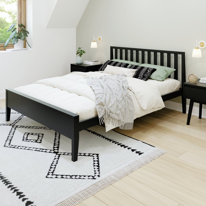 Platform Bed Blonde Wood, Slat Headboard. Natural Wood Queen Bed Frame.