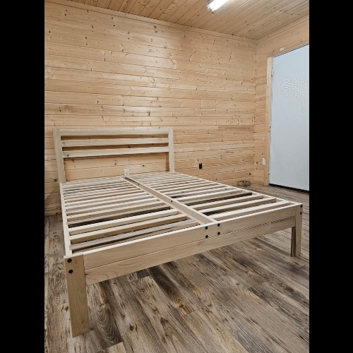 Platform Bed Cylindrical Legs Minimalist Slat Base