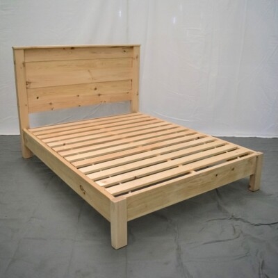 Platform Bed Frame Vertical Slat Texture Modern Farmhouse
