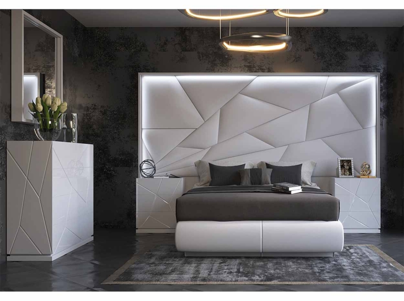 Platform Bed Futuristic Wrap Around Wingback Channel Tufted