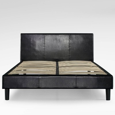 Platform Bed Grid Tufted Headboard Wood Tapered Legs Minimalist