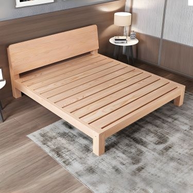Platform Bed Light Wood Slat Headboard Tapered Legs High Clearance