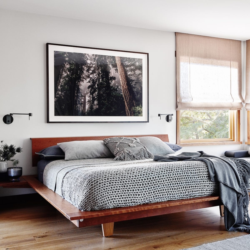 Platform Bed Low Profile Upholstered Frame Minimalist Modern Design