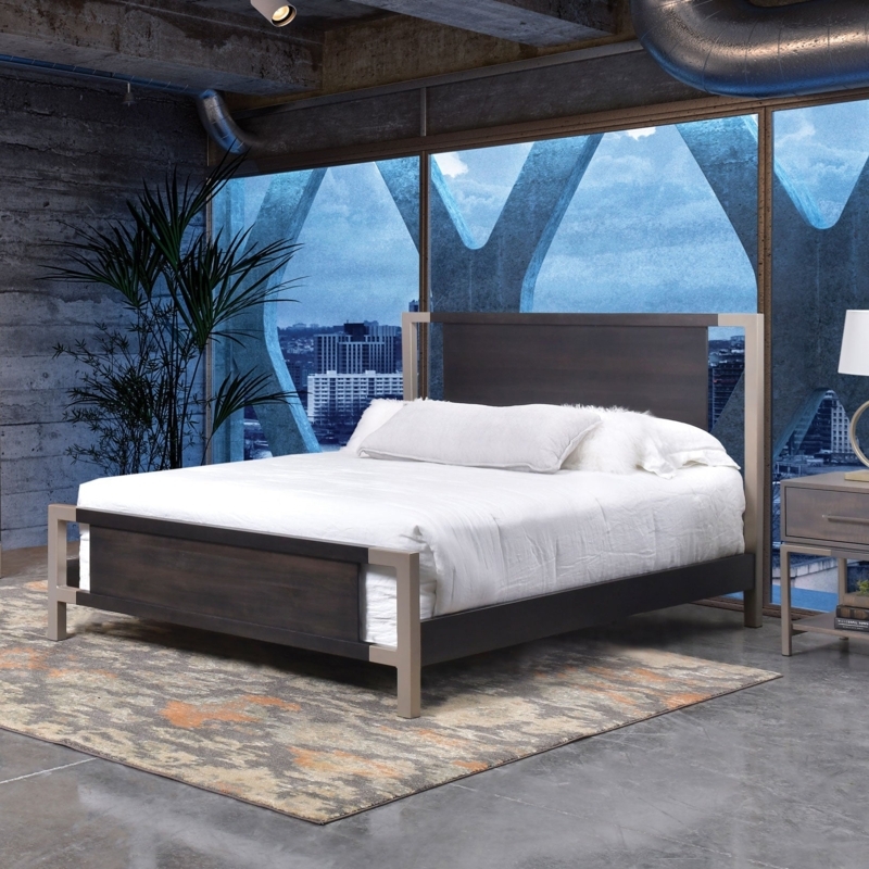 Platform Bed Modern Horizontal Wood Planking Low Profile Metal