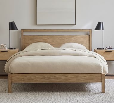 Platform Bed Open Spindle Headboard Warm Wood Mid Century Airy Design