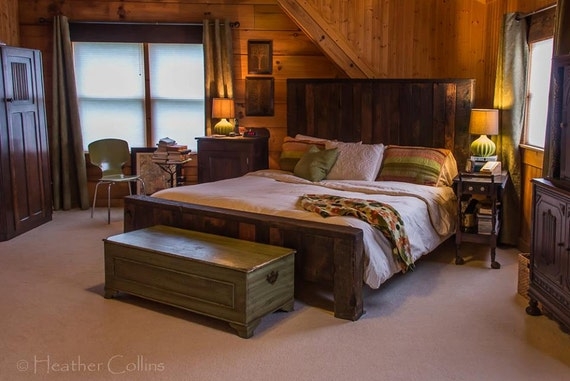 Platform Bed Rustic Farmhouse Integrated Storage Wood Plank