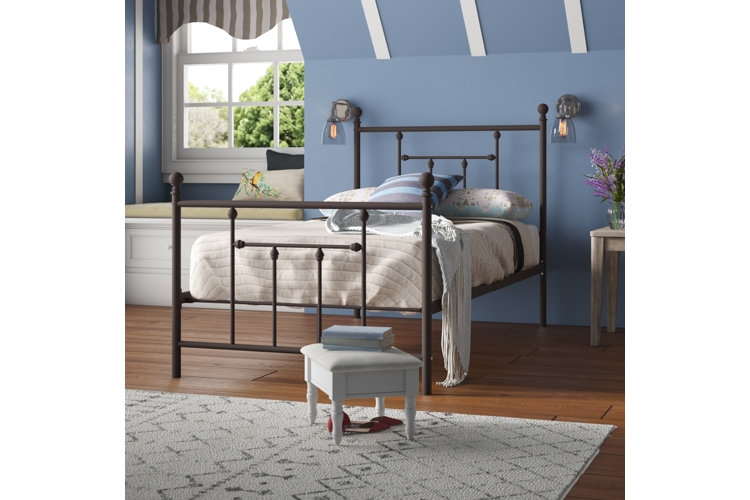 Platform Bed Spindle Headboard Mid-Century Modern Natural Wood