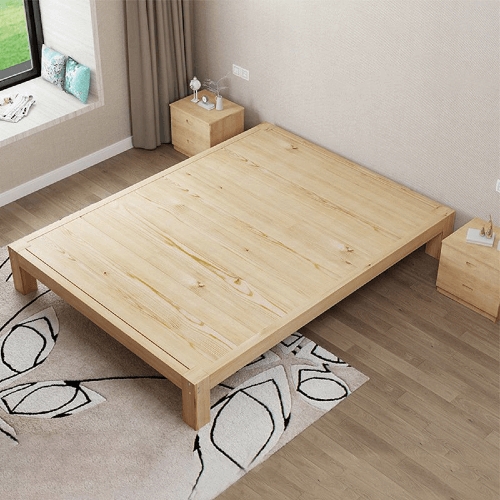 Platform Bed Splayed Tapered Legs, Slatted Headboard. Scandinavian Wood Bed.