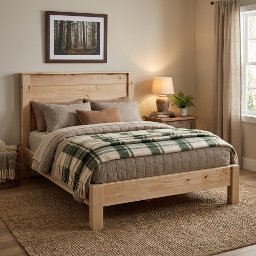 Platform Bed Tall Slatted Headboard Organic Modern Farmhouse