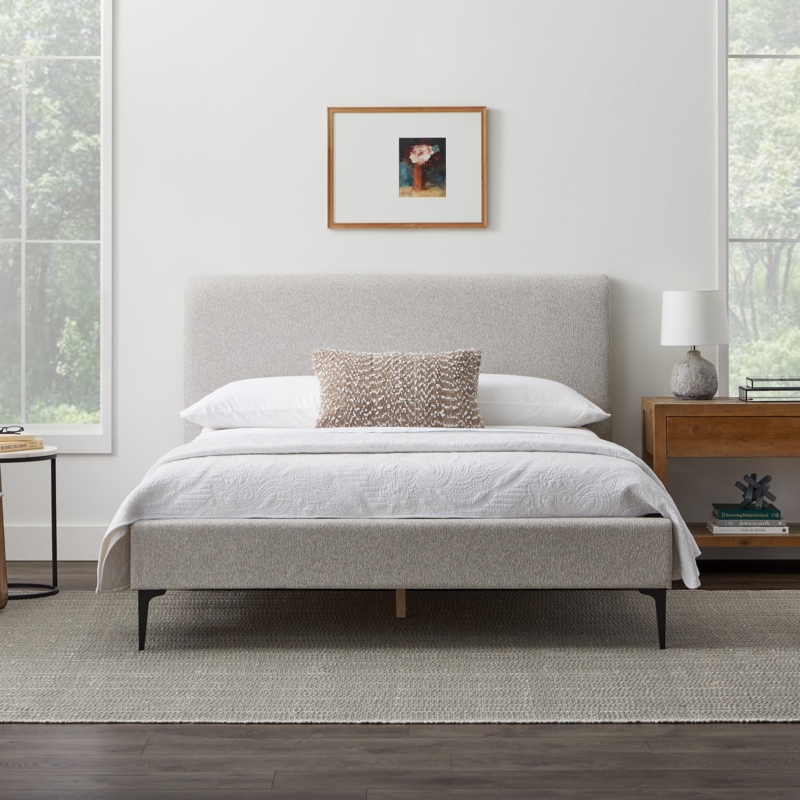 Platform Bed Tapered Wood Legs Mid-Century Modern Style