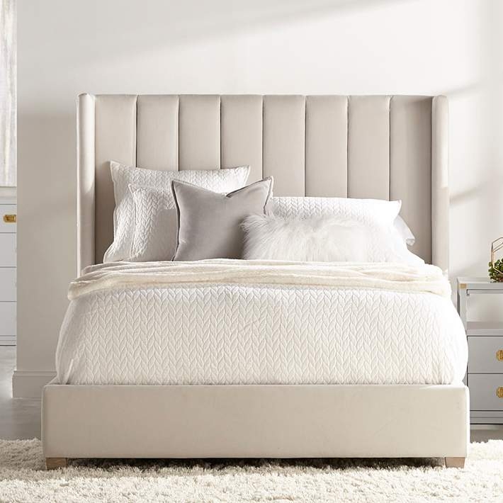Platform Bed Winged High Back Diamond Tufted Velvet