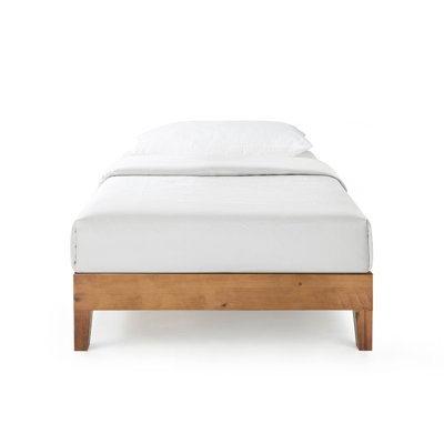 Platform Bed with Spindle Headboard in Natural Wood Finish